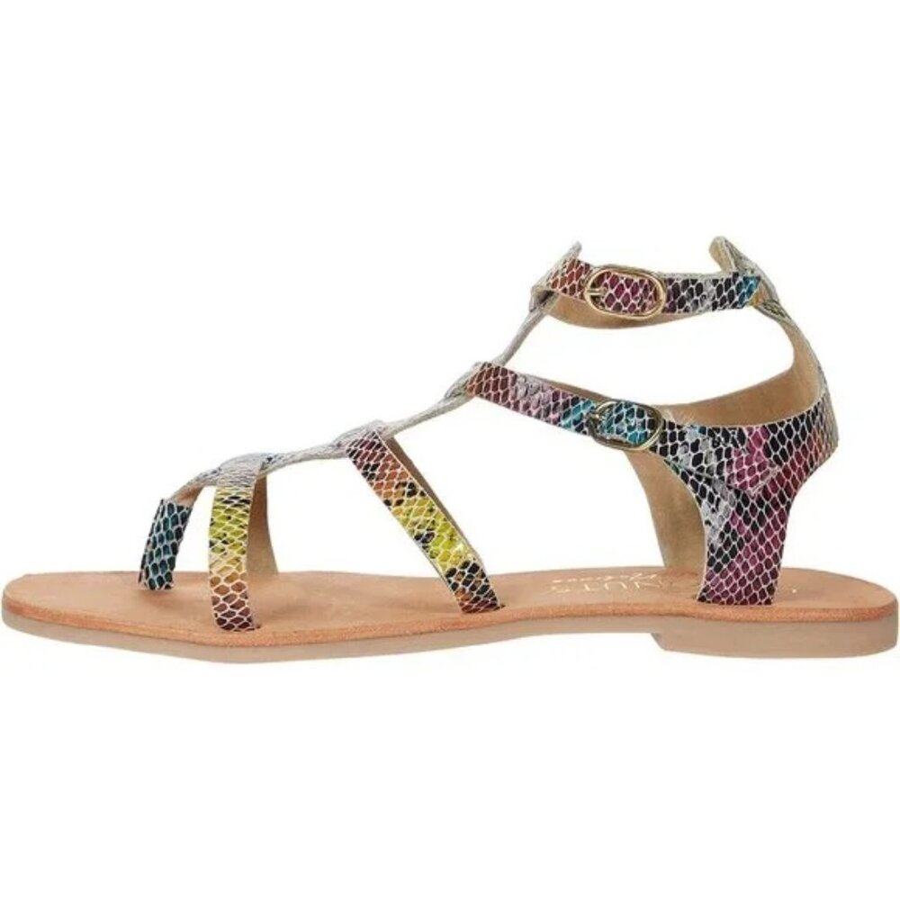 Coconuts by Matisse Stardust Multi Color Snake Print Low Gladiator Sandals NIB - Picture 5 of 13